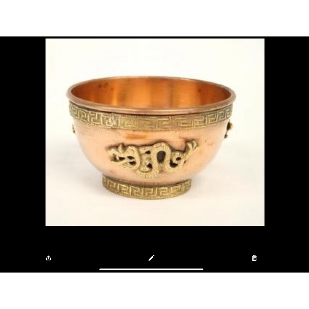 Dragon Symbol Copper Bowl 3”